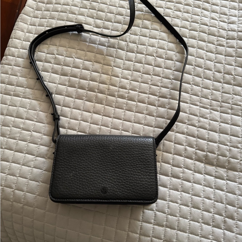 Dagne Dover Small Black Leather Crossbody Bag